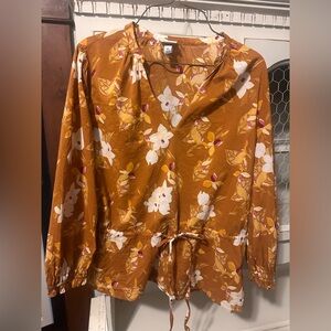 a new day Floral Blouse - Orange and White